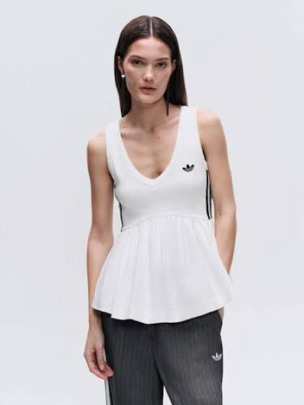 adidas original x ASOS peplum cami in white - Picture 2 of 4